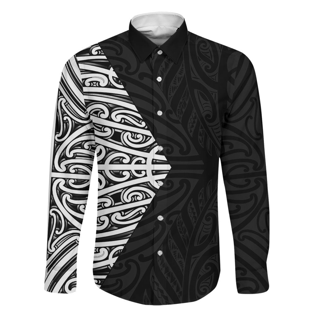Black New Zealand Puhoro Maori Tattoo Family Matching Off Shoulder Short Dress and Hawaiian Shirt