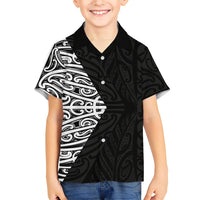 Black New Zealand Puhoro Maori Tattoo Family Matching Puletasi and Hawaiian Shirt