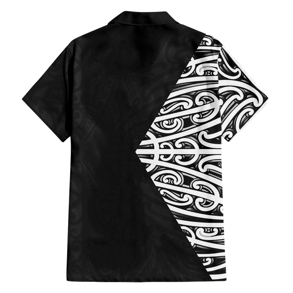Black New Zealand Puhoro Maori Tattoo Family Matching Short Sleeve Bodycon Dress and Hawaiian Shirt