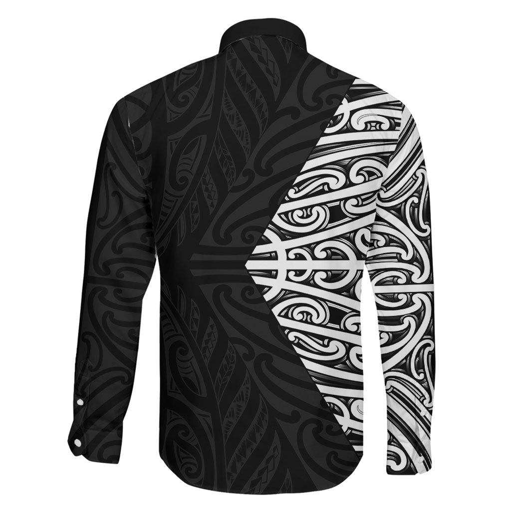 Black New Zealand Puhoro Maori Tattoo Family Matching Summer Maxi Dress and Hawaiian Shirt