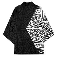 Black New Zealand Puhoro Maori Tattoo Kimono
