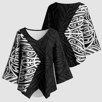 Black New Zealand Puhoro Maori Tattoo Kimono Sleeve Blouse