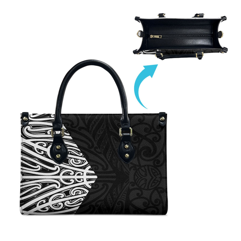 Black New Zealand Puhoro Maori Tattoo Leather Bag