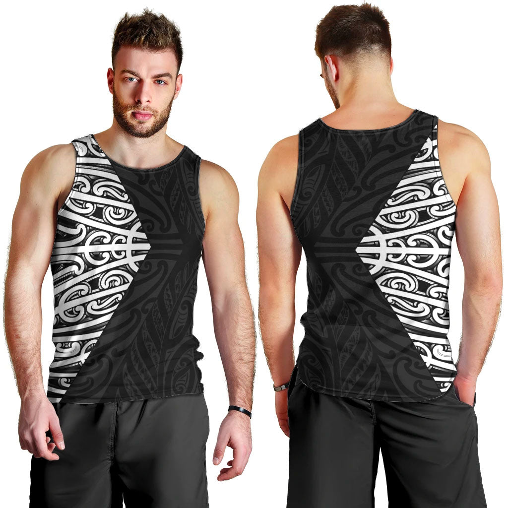 Black New Zealand Puhoro Maori Tattoo Men Tank Top