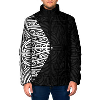 Black New Zealand Puhoro Maori Tattoo Padded Jacket