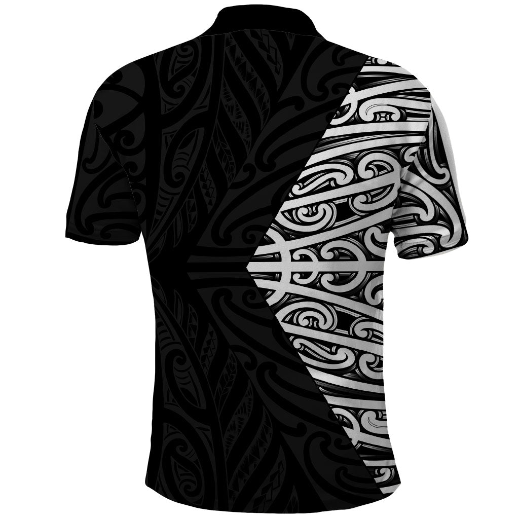 Black New Zealand Puhoro Maori Tattoo Polo Shirt