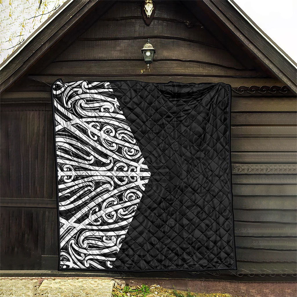 Black New Zealand Puhoro Maori Tattoo Quilt