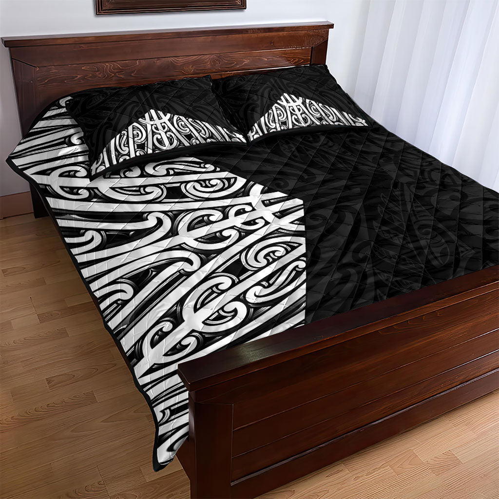 Black New Zealand Puhoro Maori Tattoo Quilt Bed Set