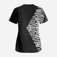 Black New Zealand Puhoro Maori Tattoo Scrub Top