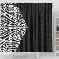 Black New Zealand Puhoro Maori Tattoo Shower Curtain