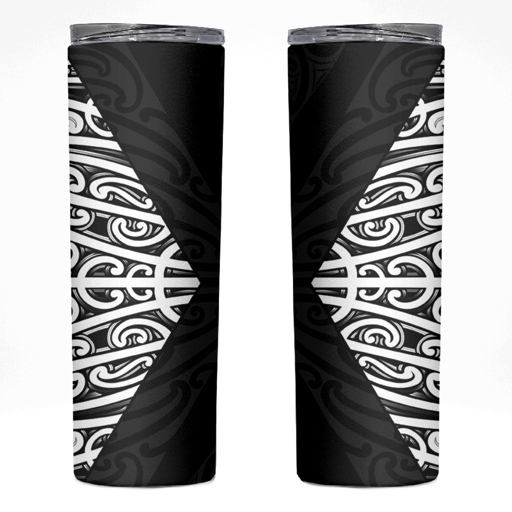 Black New Zealand Puhoro Maori Tattoo Skinny Tumbler