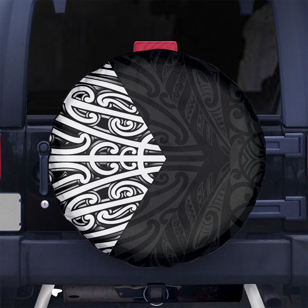 Black New Zealand Puhoro Maori Tattoo Spare Tire Cover