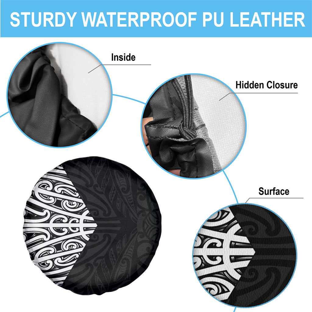 Black New Zealand Puhoro Maori Tattoo Spare Tire Cover