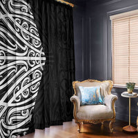 Black New Zealand Puhoro Maori Tattoo Window Curtain