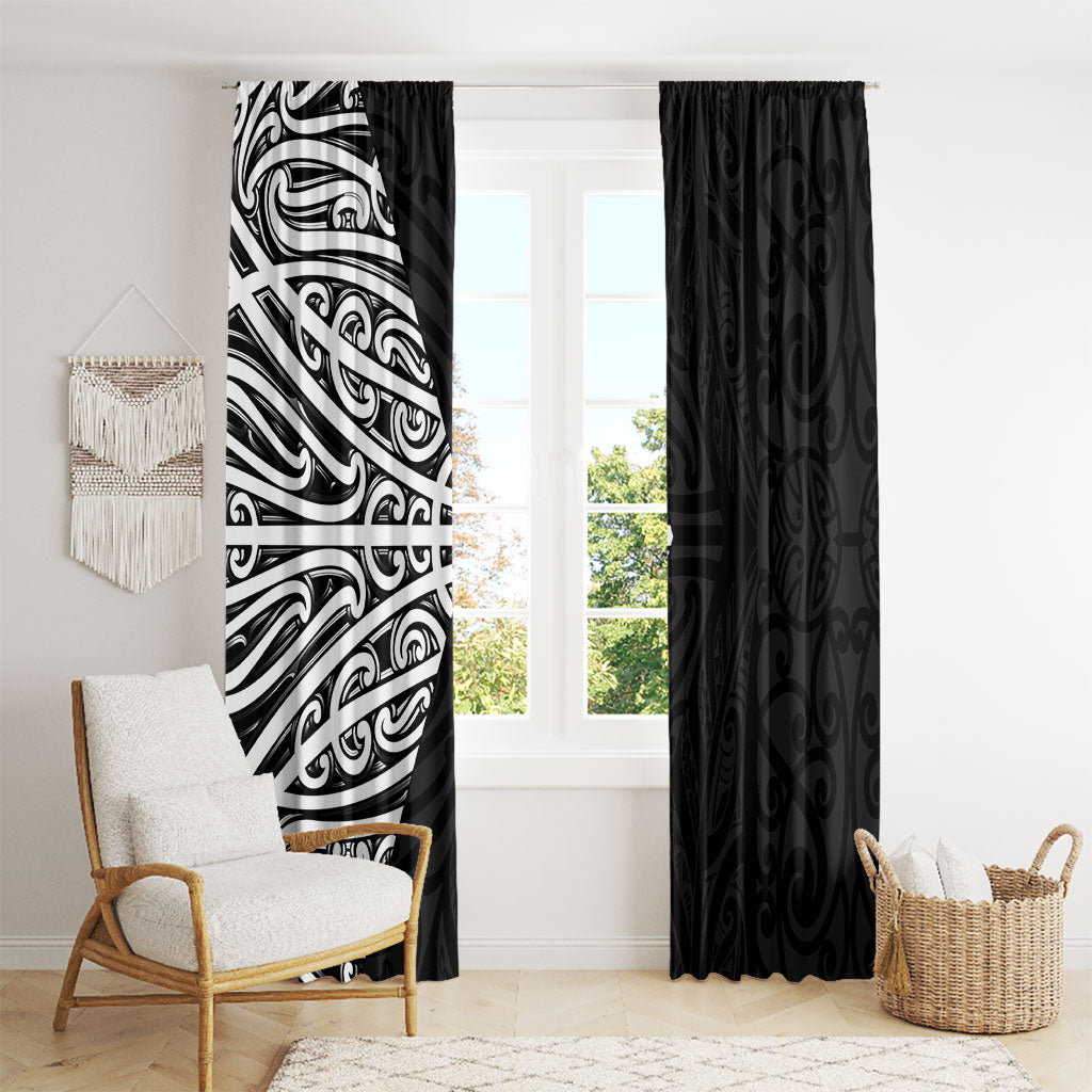 Black New Zealand Puhoro Maori Tattoo Window Curtain