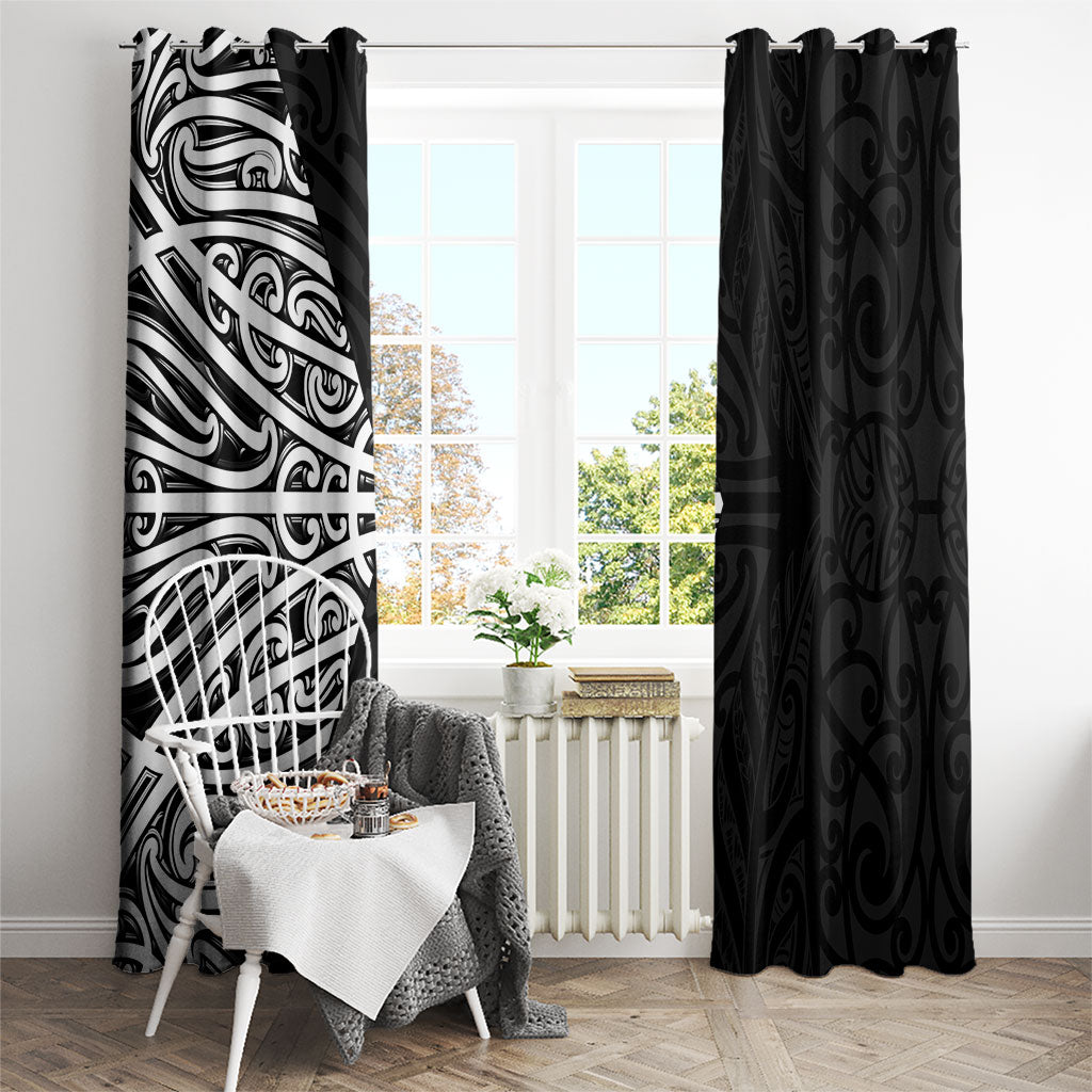 Black New Zealand Puhoro Maori Tattoo Window Curtain
