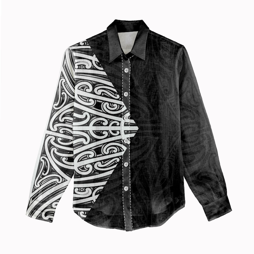 Black New Zealand Puhoro Maori Tattoo Women Casual Shirt