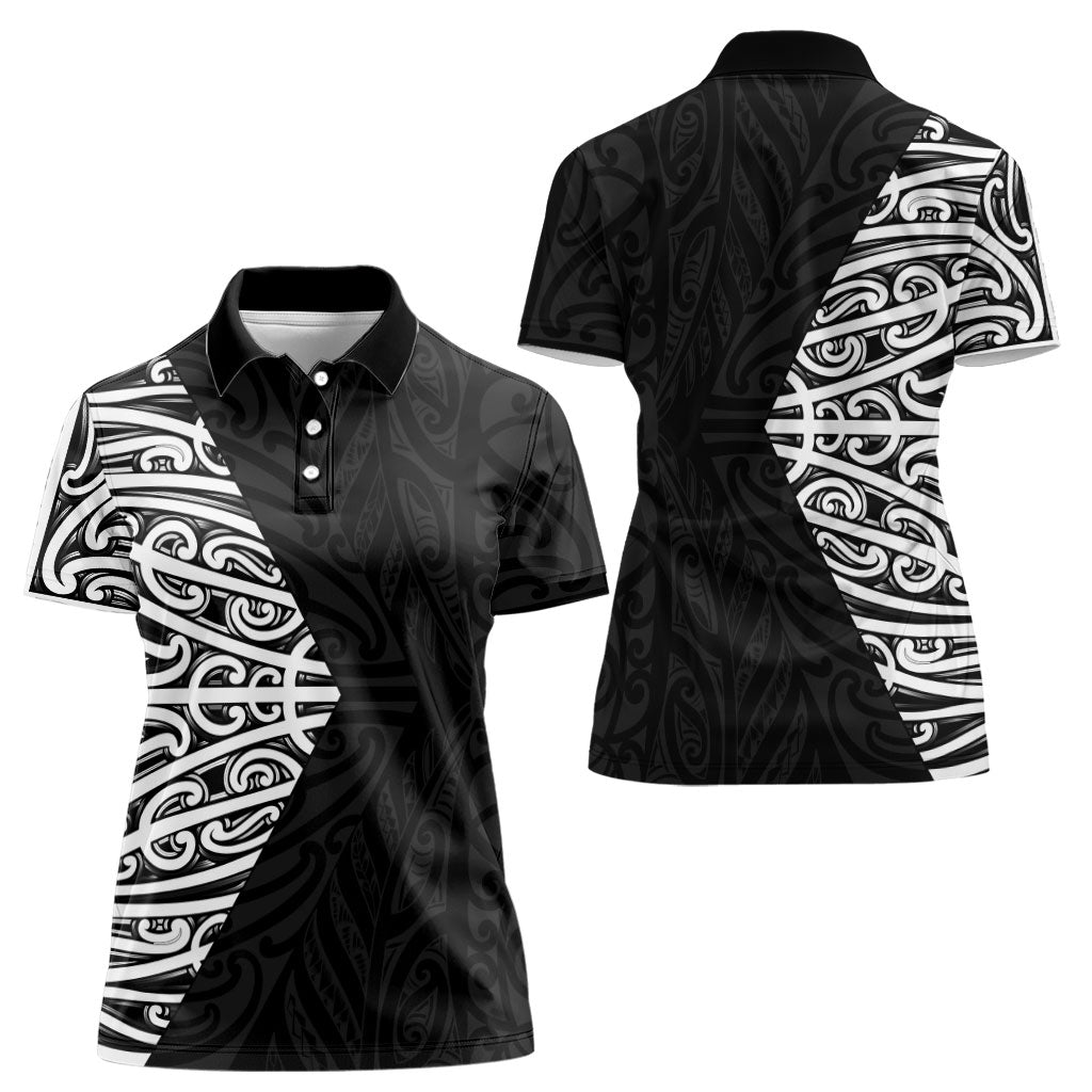 Black New Zealand Puhoro Maori Tattoo Women Polo Shirt