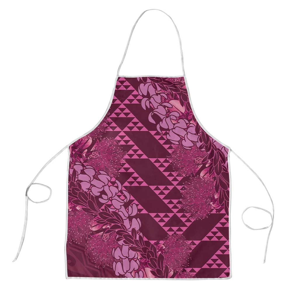 Pink Aloha Hawaii Apron Hawaiian Kakau Ohia Lehua Lei - Polynesian Pride