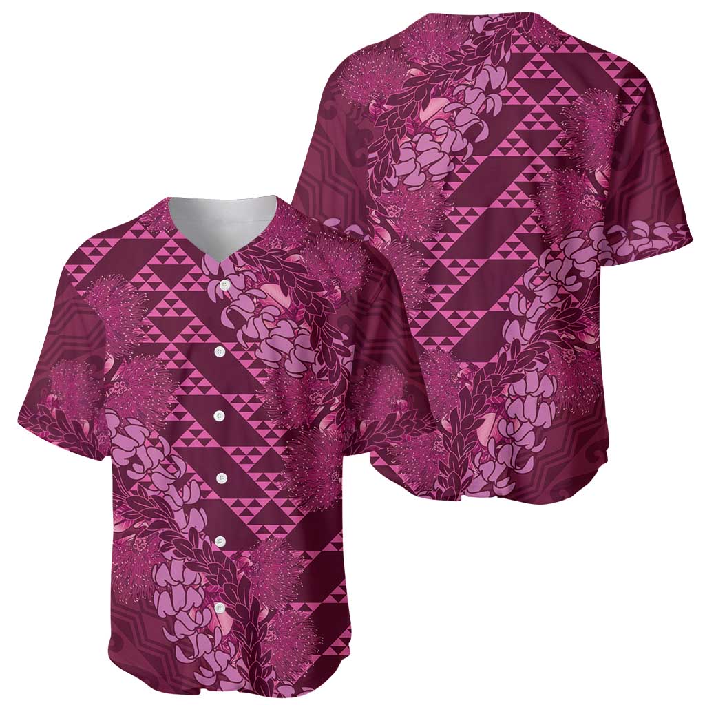 Pink Aloha Hawaii Baseball Jersey Hawaiian Kakau Ohia Lehua Lei - Polynesian Pride