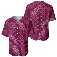 Pink Aloha Hawaii Baseball Jersey Hawaiian Kakau Ohia Lehua Lei - Polynesian Pride