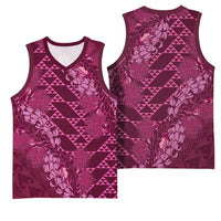Pink Aloha Hawaii Basketball Jersey Hawaiian Kakau Ohia Lehua Lei - Polynesian Pride