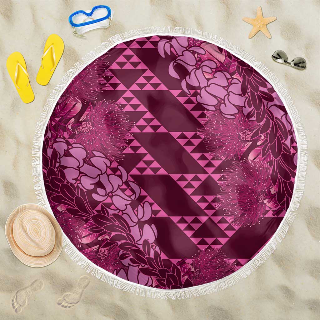 Pink Aloha Hawaii Beach Blanket Hawaiian Kakau Ohia Lehua Lei - Polynesian Pride