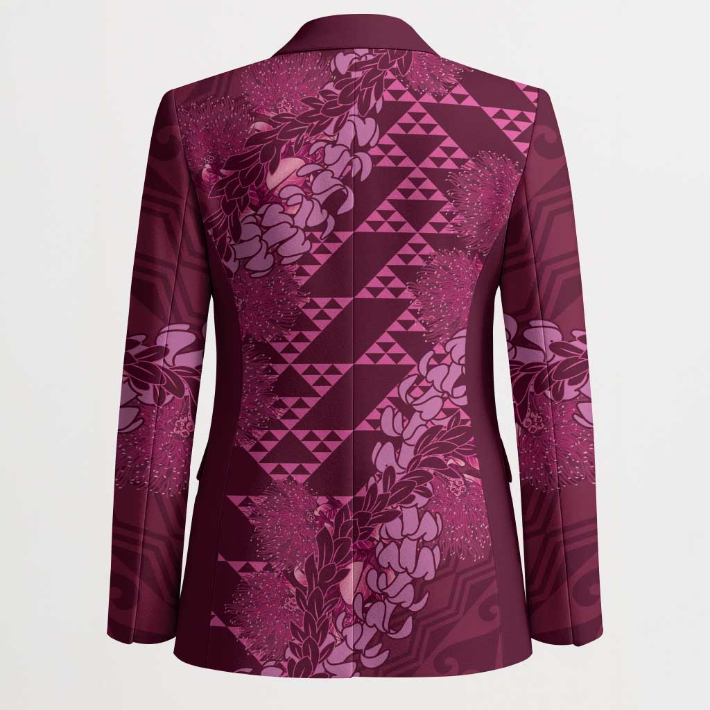 Pink Aloha Hawaii Blazer Hawaiian Kakau Ohia Lehua Lei LT14 - Polynesian Pride