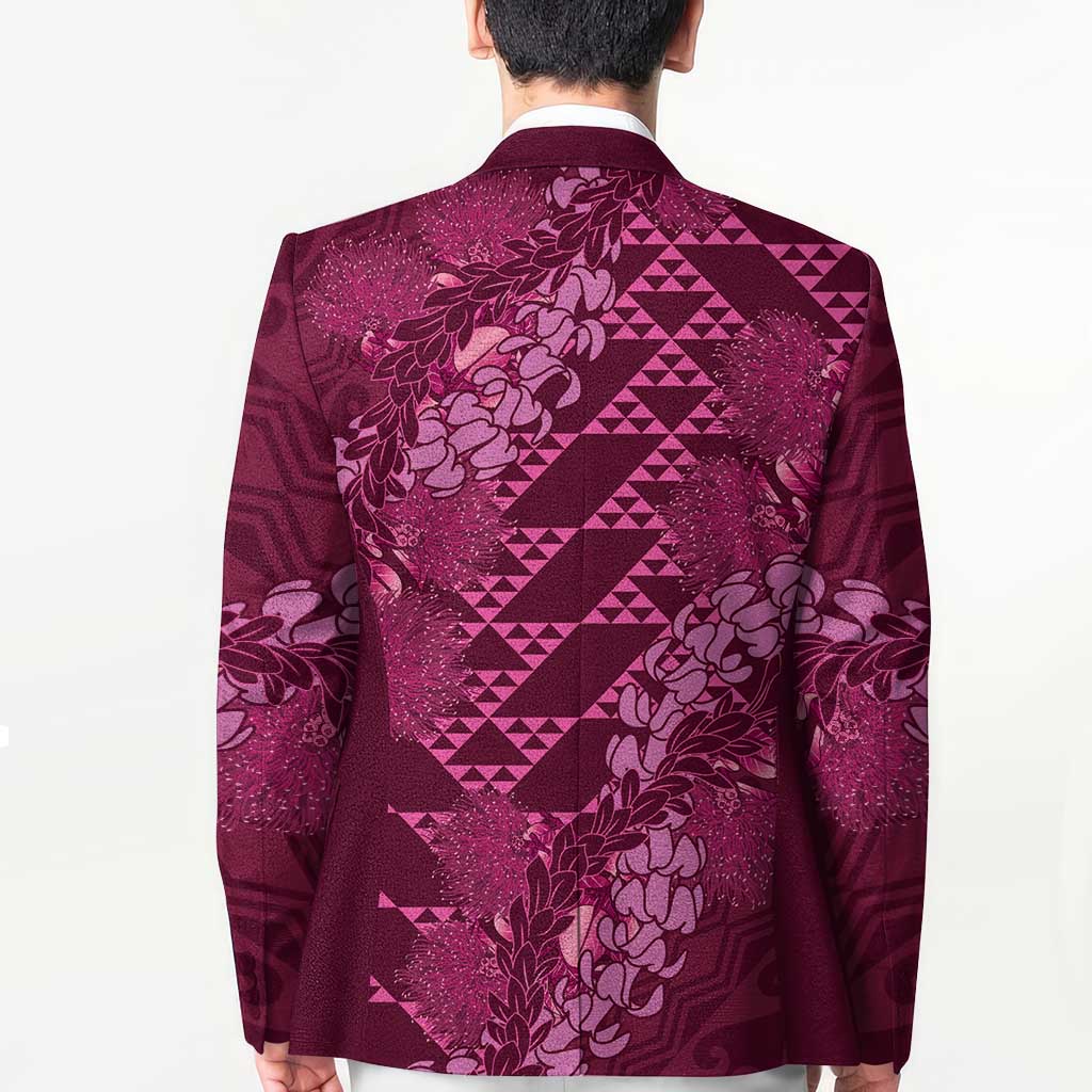Pink Aloha Hawaii Blazer Hawaiian Kakau Ohia Lehua Lei LT14 - Polynesian Pride