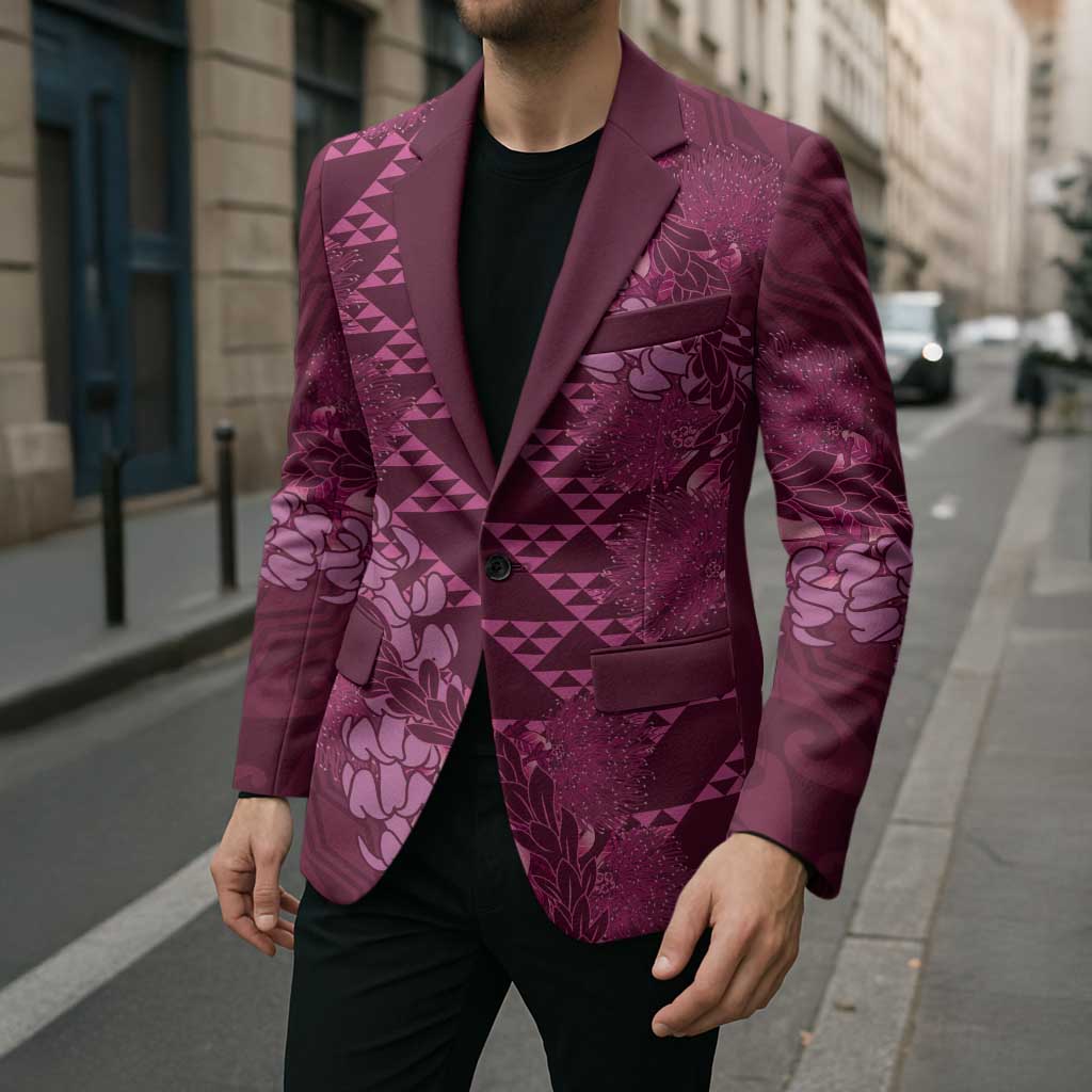 Pink Aloha Hawaii Blazer Hawaiian Kakau Ohia Lehua Lei LT14 - Polynesian Pride