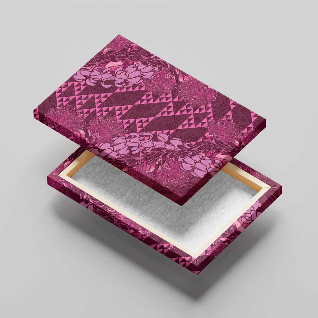 Pink Aloha Hawaii Canvas Wall Art Hawaiian Kakau Ohia Lehua Lei - Polynesian Pride