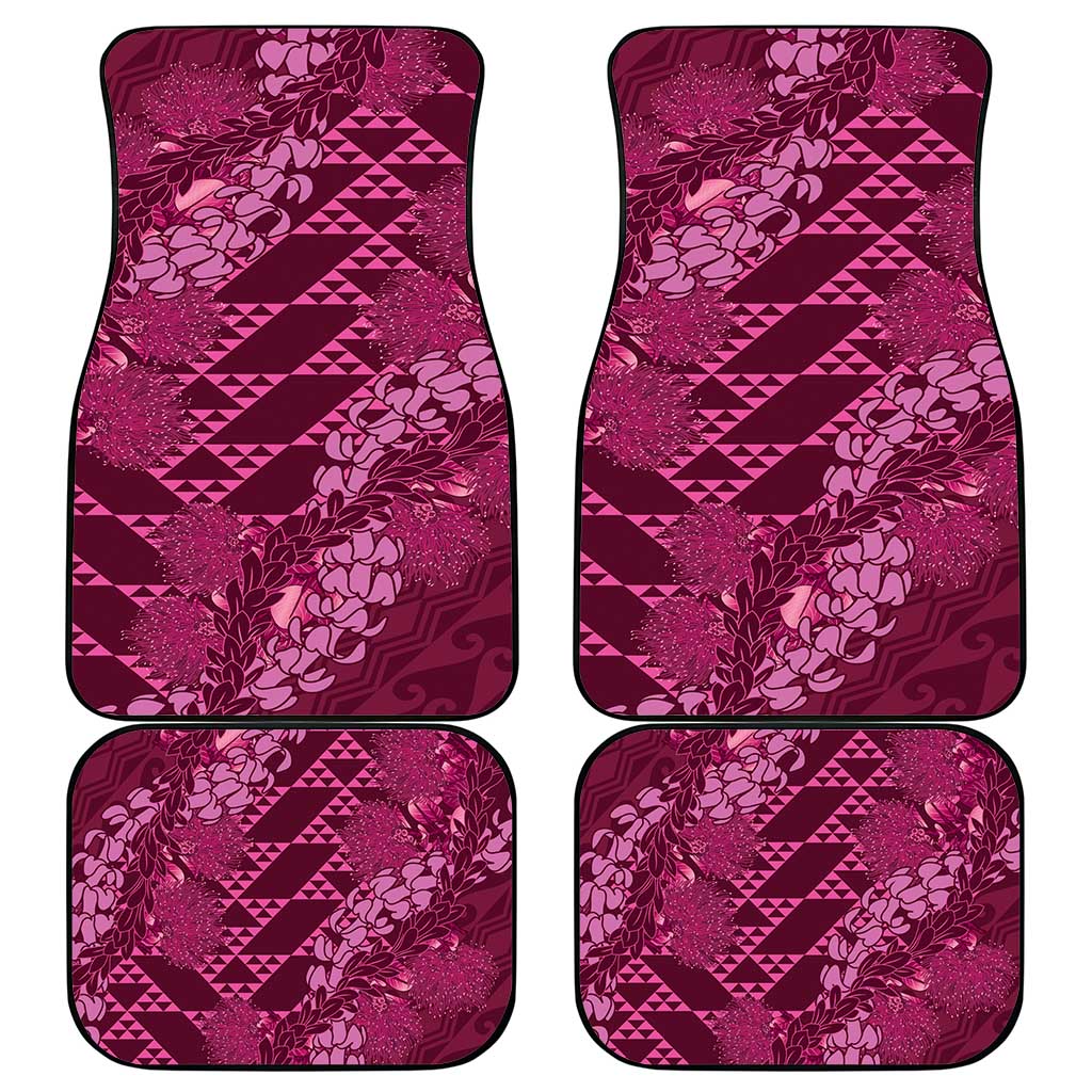 Pink Aloha Hawaii Car Mats Hawaiian Kakau Ohia Lehua Lei - Polynesian Pride