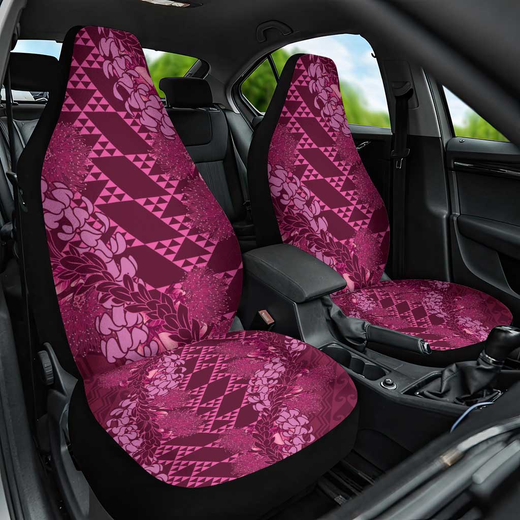 Pink Aloha Hawaii Car Seat Cover Hawaiian Kakau Ohia Lehua Lei - Polynesian Pride