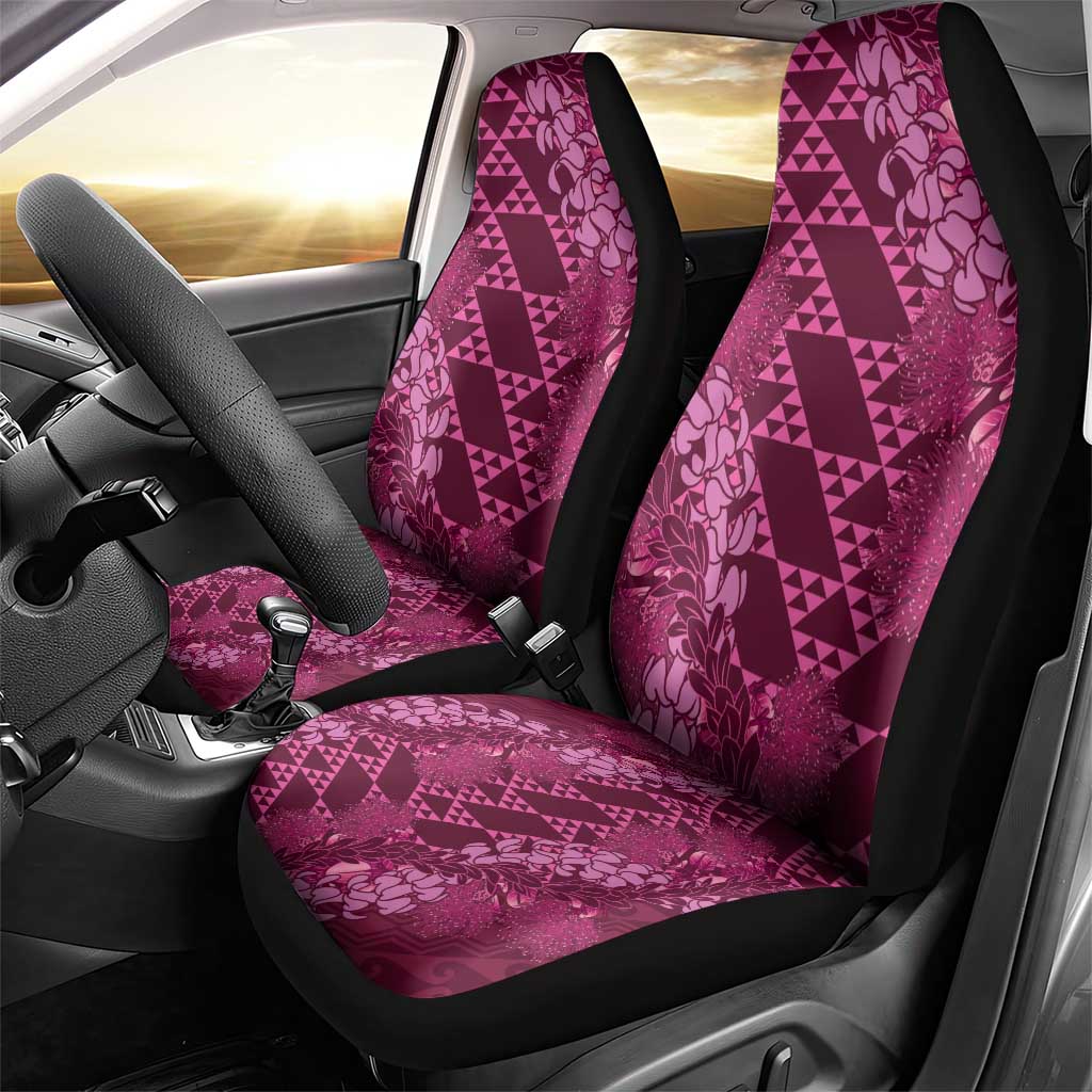 Pink Aloha Hawaii Car Seat Cover Hawaiian Kakau Ohia Lehua Lei - Polynesian Pride