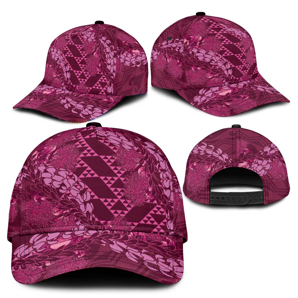 Pink Aloha Hawaii Classic Cap Hawaiian Kakau Ohia Lehua Lei - Polynesian Pride