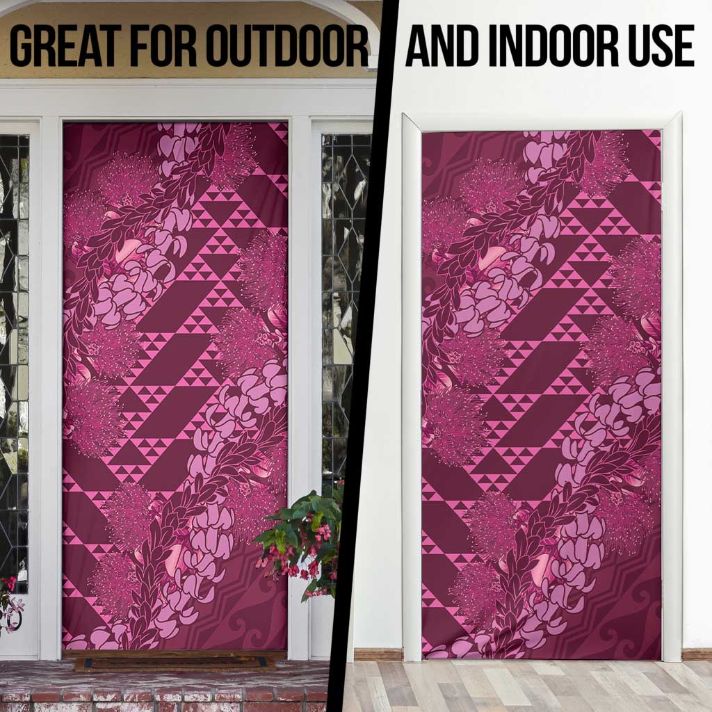 Pink Aloha Hawaii Door Cover Hawaiian Kakau Ohia Lehua Lei - Polynesian Pride