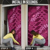 Pink Aloha Hawaii Door Cover Hawaiian Kakau Ohia Lehua Lei - Polynesian Pride