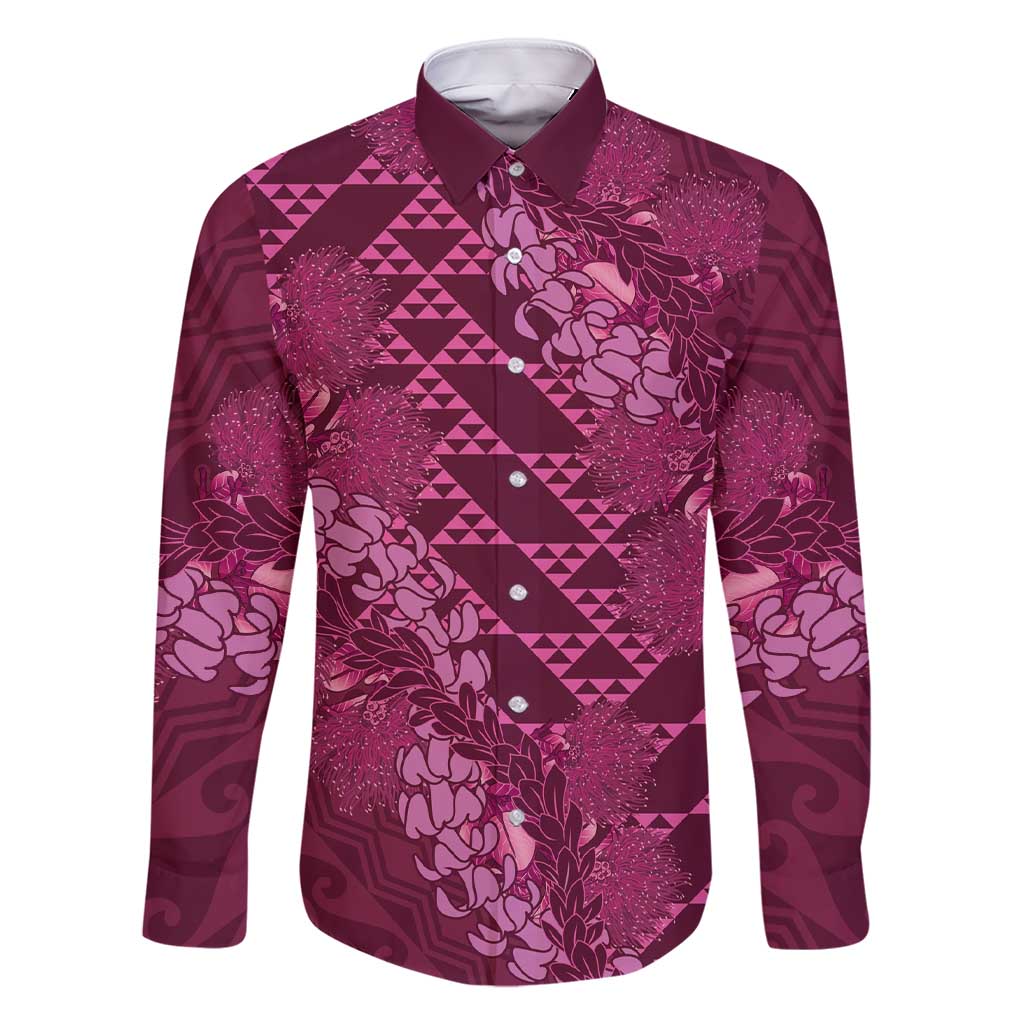 Pink Aloha Hawaii Family Matching Short Sleeve Bodycon Dress and Hawaiian Shirt Hawaiian Kakau Ohia Lehua Lei - Polynesian Pride