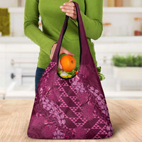 Pink Aloha Hawaii Grocery Bag Hawaiian Kakau Ohia Lehua Lei - Polynesian Pride
