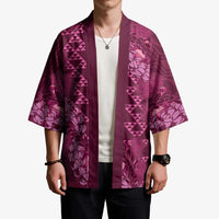 Pink Aloha Hawaii Kimono Hawaiian Kakau Ohia Lehua Lei - Polynesian Pride