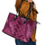Pink Aloha Hawaii Leather Tote Bag Hawaiian Kakau Ohia Lehua Lei - Polynesian Pride