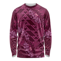 Pink Aloha Hawaii Long Sleeve Shirt Hawaiian Kakau Ohia Lehua Lei - Polynesian Pride
