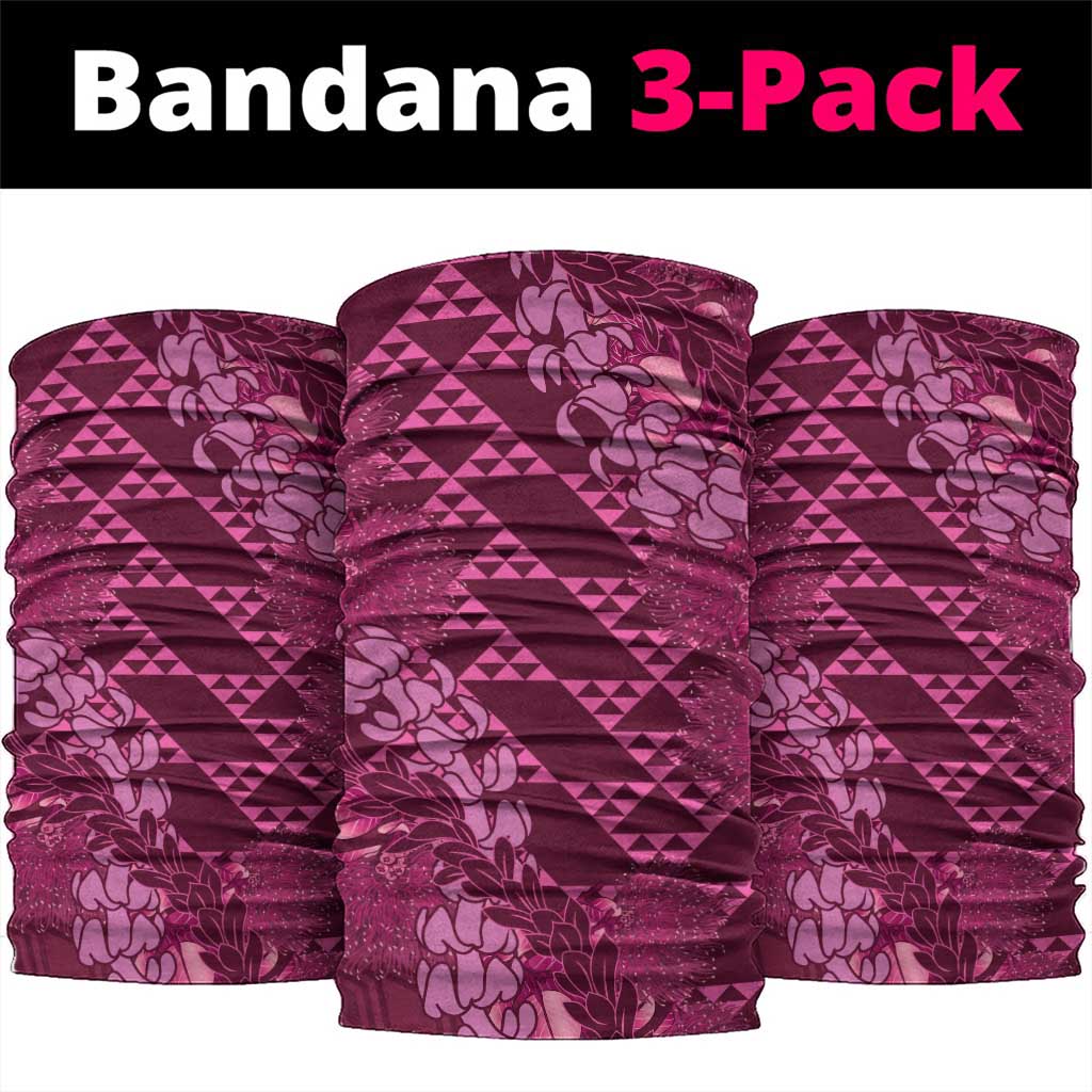 Pink Aloha Hawaii Neck Gaiter Hawaiian Kakau Ohia Lehua Lei LT14