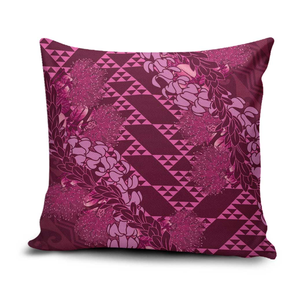 Pink Aloha Hawaii Pillow Cover Hawaiian Kakau Ohia Lehua Lei - Polynesian Pride