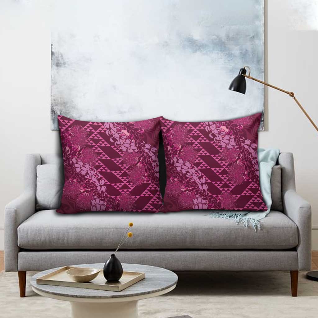 Pink Aloha Hawaii Pillow Cover Hawaiian Kakau Ohia Lehua Lei - Polynesian Pride