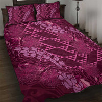 Pink Aloha Hawaii Quilt Bed Set Hawaiian Kakau Ohia Lehua Lei - Polynesian Pride