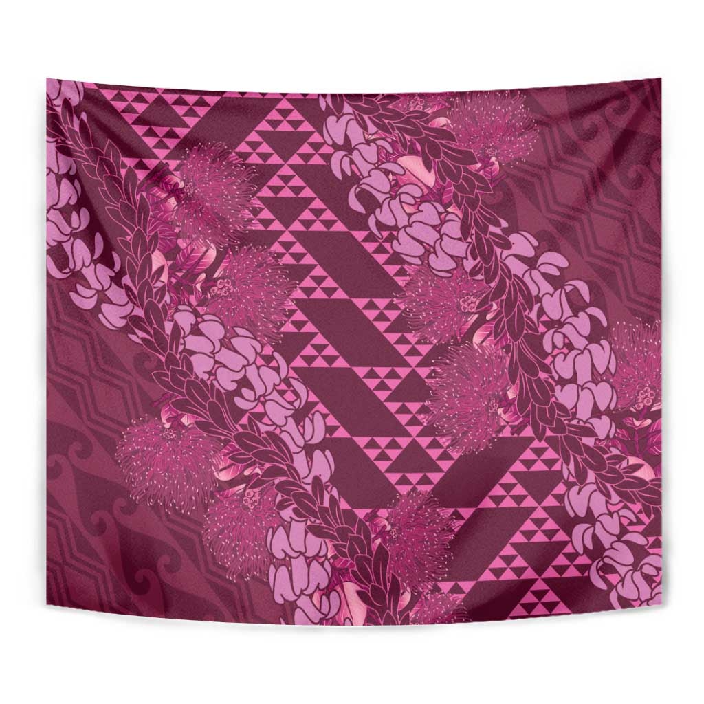 Pink Aloha Hawaii Tapestry Hawaiian Kakau Ohia Lehua Lei - Polynesian Pride