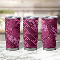 Pink Aloha Hawaii Tumbler Cup Hawaiian Kakau Ohia Lehua Lei - Polynesian Pride