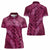Pink Aloha Hawaii Women Polo Shirt Hawaiian Kakau Ohia Lehua Lei - Polynesian Pride