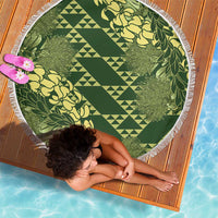 Green Aloha Hawaii Beach Blanket Hawaiian Kakau Ohia Lehua Lei - Polynesian Pride